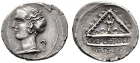  The Collection of Roman Republican Coins of a Student and his Mentor Part III   M. Plaetorius M.f. Cestianus. Denarius 69, AR 3.88 g. Draped female b...