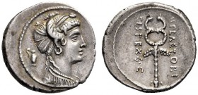  The Collection of Roman Republican Coins of a Student and his Mentor Part III   M. Plaetorius M.f. Cestianus. Denarius 69, AR 3.90 g. Draped female b...