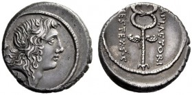  The Collection of Roman Republican Coins of a Student and his Mentor Part III   M. Plaetorius M.f. Cestianus. Denarius 69, AR 3.94 g. Male head r., w...
