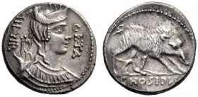 The Collection of Roman Republican Coins of a Student and his Mentor Part III   C. Hosidius Geta. Denarius 68, AR 3.74 g. III·VIR – GETA Diademed and...