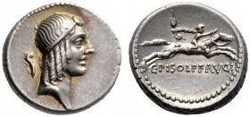  The Collection of Roman Republican Coins of a Student and his Mentor Part III   C. Calpurnius Piso L. f. Frugi. Denarius 67, AR 3.92 g. Head of Apoll...