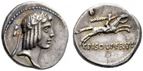  The Collection of Roman Republican Coins of a Student and his Mentor Part III   C. Calpurnius Piso L. f. Frugi. Denarius 67, AR 4.04 g. Laureate head...