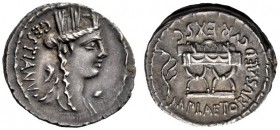 The Collection of Roman Republican Coins of a Student and his Mentor Part III   M. Plaetorius M. f. Caestianus . Denarius 67, AR 3.86 g. CESTIANVS Bu...