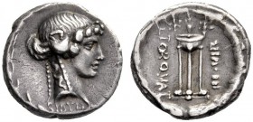  The Collection of Roman Republican Coins of a Student and his Mentor Part III   L. Manlius Torquatus. Denarius 65, AR 3.82 g. Ivy-wreathed head of Sy...