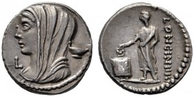  The Collection of Roman Republican Coins of a Student and his Mentor Part III   L. Cassius Longinus. Denarius 63, AR 3.97 g. Diademed and veiled head...