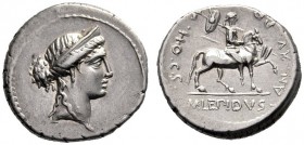  The Collection of Roman Republican Coins of a Student and his Mentor Part III   M. Aemilius Lepidus. Denarius 61, AR 3.93 g. Laureate and diademed fe...