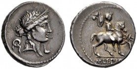  The Collection of Roman Republican Coins of a Student and his Mentor Part III   M. Aemilius Lepidus. Denarius 61, AR 3.89 g. Laureate and diademed fe...