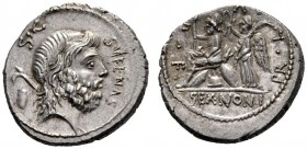  The Collection of Roman Republican Coins of a Student and his Mentor Part III   M. Nonius Sufenas. Denarius 59, AR 4.09 g. SVFENAS – S·C Head of Satu...