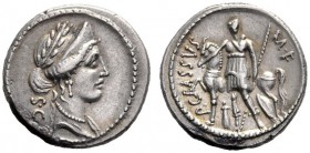  The Collection of Roman Republican Coins of a Student and his Mentor Part III   P. Licinius Crassus. Denarius 55, AR 3.78 g. Laureate, diademed and d...