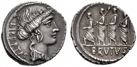  The Collection of Roman Republican Coins of a Student and his Mentor Part III   M. Junius Brutus. Denarius 54, AR 4.02 g. LIBERTAS Head of Libertas r...