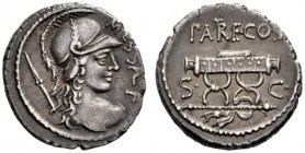  The Collection of Roman Republican Coins of a Student and his Mentor Part III   M. Valerius Messalla. Denarius 53, AR 3.95 g. MESSAL·F Helmeted bust ...
