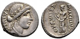  The Collection of Roman Republican Coins of a Student and his Mentor Part III   Mn. Acilius. Denarius 49, AR 3.99 g. SALVTIS Laureate head of Salus r...