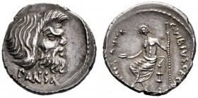  The Collection of Roman Republican Coins of a Student and his Mentor Part III   C. Vibius C.f. C.n. Pansa Caetronianus. Denarius 48, AR 3.89 g. Mask ...