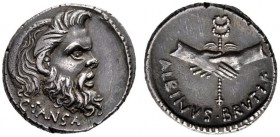  The Collection of Roman Republican Coins of a Student and his Mentor Part III   D. Iunius Brutus Albinus, C. Pansa. Denarius 48, AR 4.06 g. PANSA Mas...