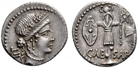 The Collection of Roman Republican Coins of a Student and his Mentor Part III   Julius Caesar. Denarius, mint moving with Caesar 48-47, AR 3.71 g. Fe...