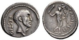  The Collection of Roman Republican Coins of a Student and his Mentor Part III   C. Antius Restio. Denarius 47, AR 4.01 g. RESTIO Head of C. Antius Re...