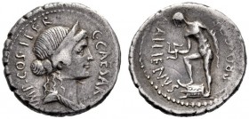  The Collection of Roman Republican Coins of a Student and his Mentor Part III   Julius Caesar and A. Allienus. Denarius, Sicily 47, AR 3.79 g. C·CAES...