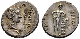  The Collection of Roman Republican Coins of a Student and his Mentor Part III   Q. Metellus Scipio and Eppius Legatus . Denarius, Africa 47-46, AR 3....