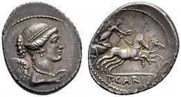  The Collection of Roman Republican Coins of a Student and his Mentor Part III   T. Carisius. Denarius 46, AR 3.70 g. Bust of Victory r. Rev. Victory ...