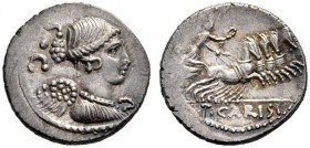  The Collection of Roman Republican Coins of a Student and his Mentor Part III   T. Carisius . Denarius 46, AR 3.48 g. Draped bust of Victory r.; behi...