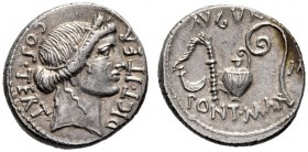  The Collection of Roman Republican Coins of a Student and his Mentor Part III   Julius Caesar. Denarius, Sicily (?) 46, AR 3.97 g. COS·TERT – DICT·IT...