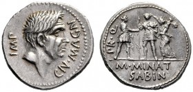  The Collection of Roman Republican Coins of a Student and his Mentor Part III   Cnaeus Pompeius Junior and M. Minatius Sabinus. Denarius, Spain 46-45...