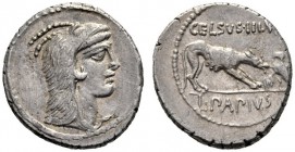  The Collection of Roman Republican Coins of a Student and his Mentor Part III   L. Papius Celsus.  Denarius 45, AR 3.70 g. Head of Juno Sospita r. Re...