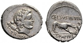  The Collection of Roman Republican Coins of a Student and his Mentor Part III   L. Papius Celsus . Denarius 45, AR 3.84 g. Laureate head of Triumphus...