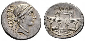 The Collection of Roman Republican Coins of a Student and his Mentor Part III   Lollius Palicanus. Denarius 45, AR 4.04 g. LIBERTATIS Diademed head o...