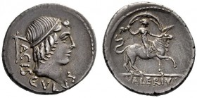  The Collection of Roman Republican Coins of a Student and his Mentor Part III   L. Valerius Acisculus. Denarius 45, AR 3.70 g. ACISCVLVS Head of Apol...
