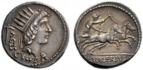  The Collection of Roman Republican Coins of a Student and his Mentor Part III   L. Valerius Acisculus. Denarius 45, AR 3.80 g. ACISCVLVS Radiate head...