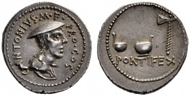  The Collection of Roman Republican Coins of a Student and his Mentor Part III   C. Antonius. Denarius, mint moving with C. Antonius  43, AR 3.94 g. C...