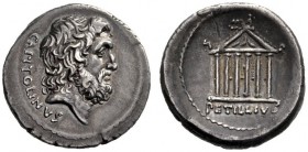  The Collection of Roman Republican Coins of a Student and his Mentor Part III   Petillius Capitolinus.  Denarius 41, AR 3.94 g. CAPITOLINVS Head of J...