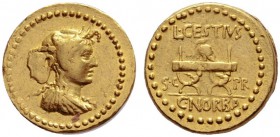  The Collection of Roman Republican Coins of a Student and his Mentor Part III   L. Cestius with C. Norbanus.  Aureus January-April 43, AV 7.97 g. Dra...