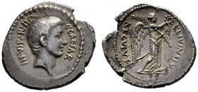  The Collection of Roman Republican Coins of a Student and his Mentor Part III   Octavianus and L. Livineius Regulus. Denarius 42, AR 3.72 g. C·CAESAR...