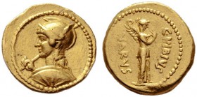  The Collection of Roman Republican Coins of a Student and his Mentor Part III   C. Vibius Varus. Aureus 42, AV 8.06 g. Bust of Roma l., wearing helme...