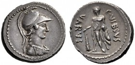  The Collection of Roman Republican Coins of a Student and his Mentor Part III   C. Vibius Varus. Denarius 42, AR 4.06 g. Helmeted head of Minerva r.,...