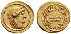  The Collection of Roman Republican Coins of a Student and his Mentor Part III   L. Mussidius Longus. Aureus 42, AV 8.14 g. Head of Ceres r., wearing ...