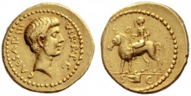  The Collection of Roman Republican Coins of a Student and his Mentor Part III   Octavianus. Aureus, mint moving with Octavian 42 BC, AV 8.03 g. CAESA...