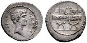  The Collection of Roman Republican Coins of a Student and his Mentor Part III   Octavianus. Denarius, mint moving with Octavian 42, AR 4.13 g. CAESAR...