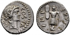  The Collection of Roman Republican Coins of a Student and his Mentor Part III   M. Junius Brutus with Pedanius Costa. Denarius, mint moving with Brut...
