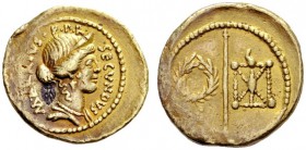  The Collection of Roman Republican Coins of a Student and his Mentor Part III   M. Arrius Secundus. Aureus 43, AV 8.01 g. M·ARRIVS·F·P·R – SECVNDVS D...