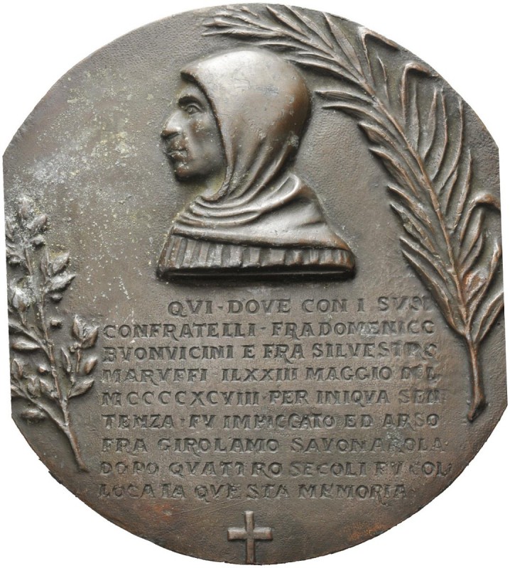 MEDAGLIE ITALIANE
FIRENZE
Girolamo Savonarola, 1452-1498. Medaglia uniface opu...