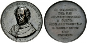 MEDAGLIE ITALIANE
MILANO
Bartolomeo dei Conti Romilli di Bergamo, Arcivescovo, 1795-1859. Medaglia 1846 opus Giacomo Rinzi. Æ gr. 64,10 mm 54 Busto ...