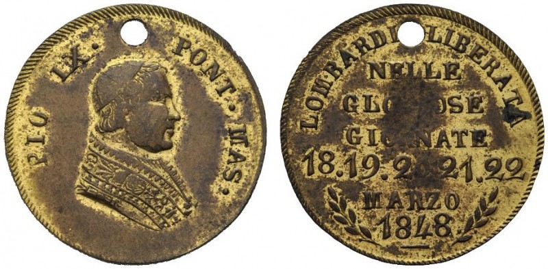MEDAGLIE ITALIANE
MILANO
Governo Provvisorio, 1848. Medaglia 1848. Æ gr. 4,85 ...