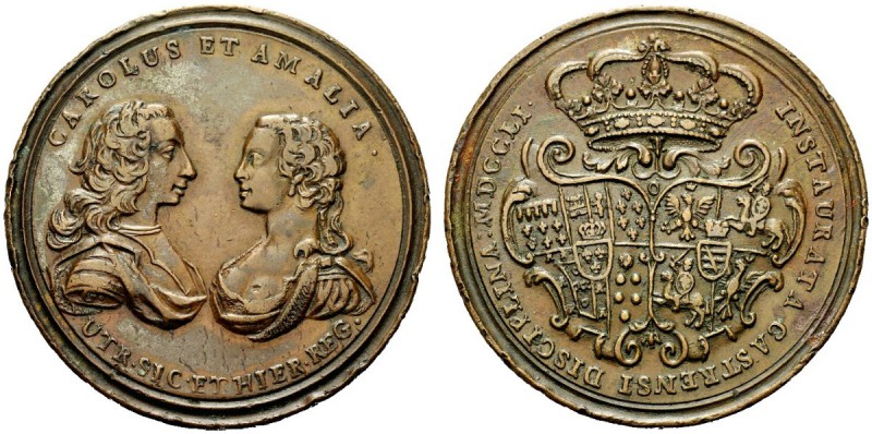 MEDAGLIE ITALIANE
NAPOLI
Carlo di Borbone, 1734-1759. Medaglia 1751 opus Gaeta...