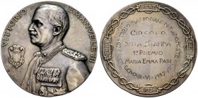 MEDAGLIE ITALIANE
ROMA
Vittorio Emanuele III, 1900-1943. Medaglia premio opus A. Motti. Ar gr. 93,79 mm 60 Vittorio Emanuele III a s. Rv. Scritta en...