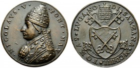 MEDAGLIE PAPALI
ROMA (Se non diversamente indicato)
Nicolò V (Tommaso Parentucelli), 1447-1455. Medaglia di restituzione opus G. Paladino. Æ gr. 29,...