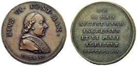 MEDAGLIE PAPALI
ROMA (Se non diversamente indicato)
Pio VI (Giannangelo Braschi), 1775-1799. Medaglia 1782 opus Rosa. Æ gr. 5,11 mm 19 PIVS VI PONT ...