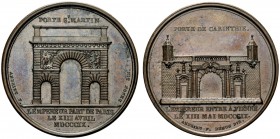 MEDAGLIE NAPOLEONICHE
Periodo Napoleonico, dal 1795 al 1815. 
Medaglia 1809 opus Andrieu e Denon. Æ gr. 34,52 mm 41 Porta San Martino a Parigi. Rv. ...